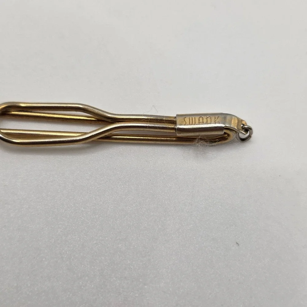 Swank Tie Clip Mens Gold Paperclip Loop Vintage Minimalist Dapper Suit Accessory